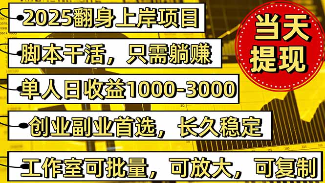 (16501期)2025翻身上岸项目脚本干活,内部客户经理内部开号,单人日收益1000-300...